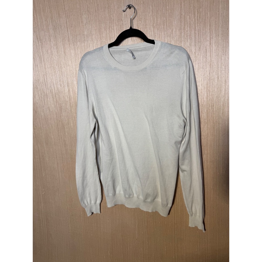 Boglioli Milano Mens Ivory Crewneck Sweater Fine Knit Long Sleeve Solid Italy